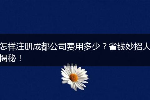怎樣注冊成都公司費用多少？省錢妙招大揭秘！