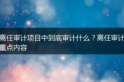 離任審計項目中到底審計什么？離任審計重點內容