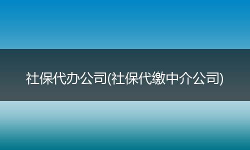 社保代辦公司(社保代繳中介公司)