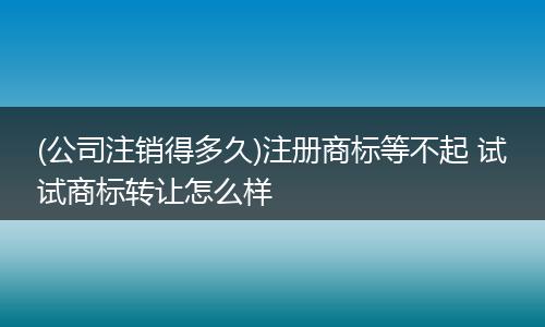 (公司注銷得多久)注冊商標(biāo)等不起 試試商標(biāo)轉(zhuǎn)讓怎么樣