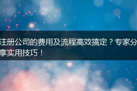 注冊公司的費(fèi)用及流程高效搞定？專家分享實(shí)用技巧！