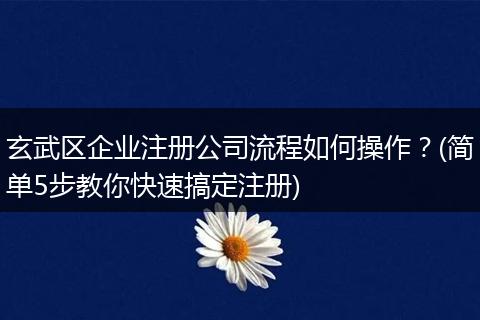 玄武區(qū)企業(yè)注冊(cè)公司流程如何操作？(簡(jiǎn)單5步教你快速搞定注冊(cè))