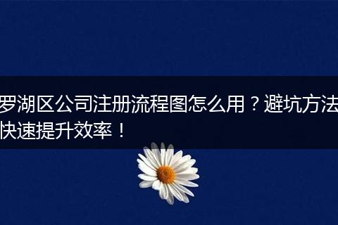 羅湖區(qū)公司注冊(cè)流程圖怎么用？避坑方法快速提升效率！