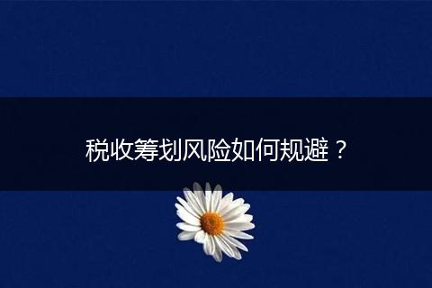 稅收籌劃風(fēng)險(xiǎn)如何規(guī)避？