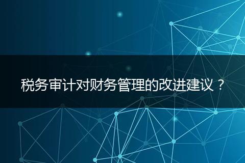 稅務(wù)審計對財務(wù)管理的改進建議？