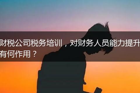財稅公司稅務(wù)培訓(xùn)，對財務(wù)人員能力提升有何作用？