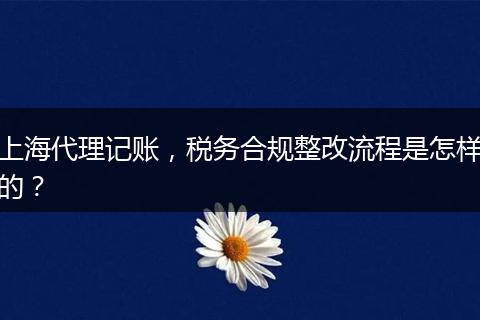 上海代理記賬，稅務(wù)合規(guī)整改流程是怎樣的？