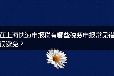 在上海快速申報(bào)稅有哪些稅務(wù)申報(bào)常見錯(cuò)誤避免？