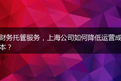 財務(wù)托管服務(wù)，上海公司如何降低運營成本？