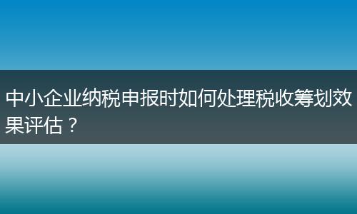中小企業(yè)納稅申報時如何處理稅收籌劃效果評估？