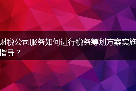財稅公司服務如何進行稅務籌劃方案實施指導？
