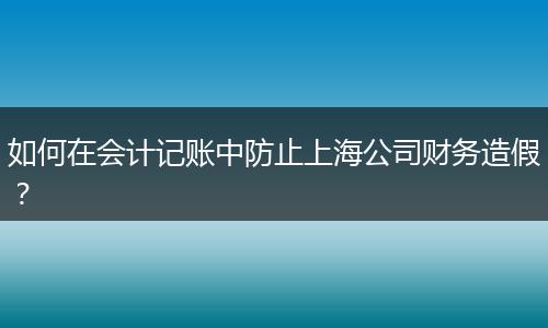 如何在會計記賬中防止上海公司財務(wù)造假？