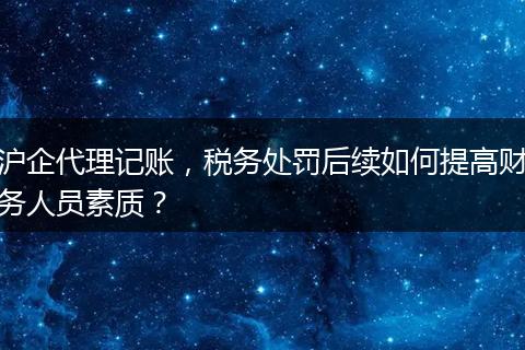 滬企代理記賬，稅務(wù)處罰后續(xù)如何提高財(cái)務(wù)人員素質(zhì)？