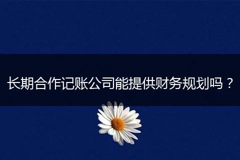 長期合作記賬公司能提供財務(wù)規(guī)劃嗎？
