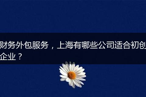 財務(wù)外包服務(wù)，上海有哪些公司適合初創(chuàng)企業(yè)？