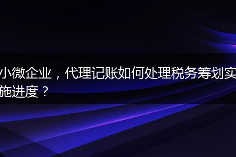 小微企業(yè)，代理記賬如何處理稅務(wù)籌劃實施進(jìn)度？