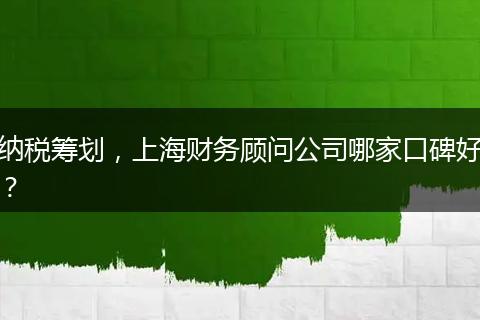 納稅籌劃，上海財務顧問公司哪家口碑好？
