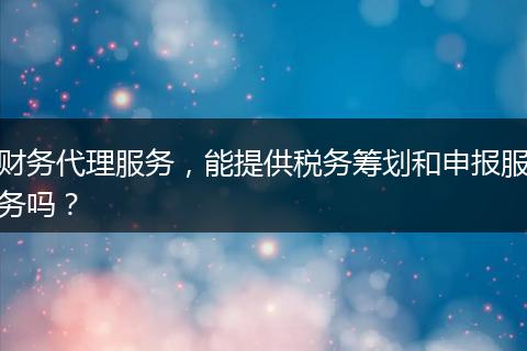 財(cái)務(wù)代理服務(wù)，能提供稅務(wù)籌劃和申報(bào)服務(wù)嗎？