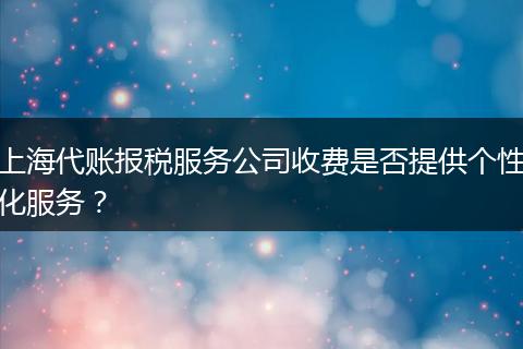 上海代賬報稅服務公司收費是否提供個性化服務？