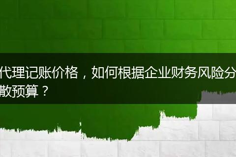 代理記賬價格，如何根據(jù)企業(yè)財務風險分散預算？