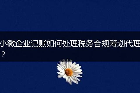 小微企業(yè)記賬如何處理稅務(wù)合規(guī)籌劃代理？