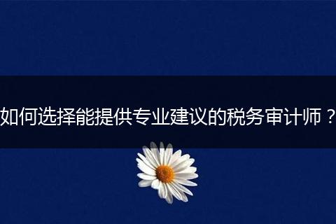 如何選擇能提供專業(yè)建議的稅務(wù)審計(jì)師？