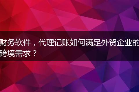 財(cái)務(wù)軟件，代理記賬如何滿足外貿(mào)企業(yè)的跨境需求？