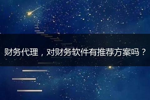 財務代理，對財務軟件有推薦方案嗎？