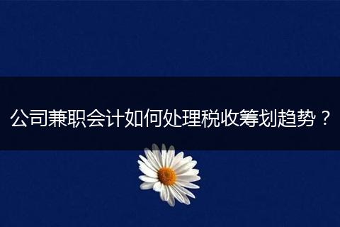 公司兼職會(huì)計(jì)如何處理稅收籌劃趨勢？