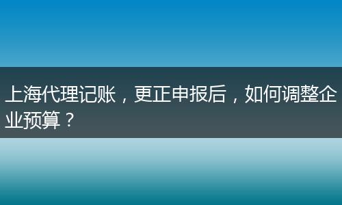 上海代理記賬，更正申報后，如何調(diào)整企業(yè)預算？