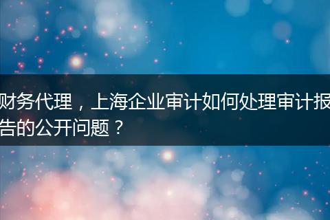 財(cái)務(wù)代理，上海企業(yè)審計(jì)如何處理審計(jì)報(bào)告的公開問題？