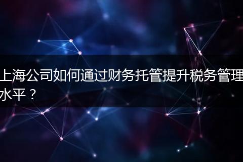 上海公司如何通過財務(wù)托管提升稅務(wù)管理水平？