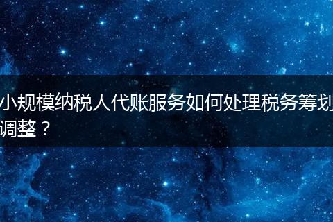 小規(guī)模納稅人代賬服務(wù)如何處理稅務(wù)籌劃調(diào)整？