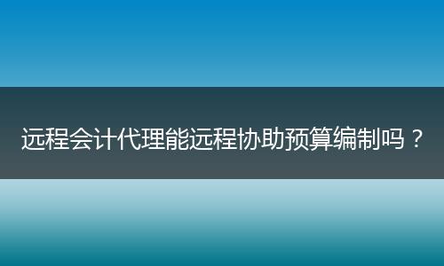 遠程會計代理能遠程協(xié)助預算編制嗎？