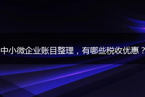 中小微企業(yè)賬目整理，有哪些稅收優(yōu)惠？