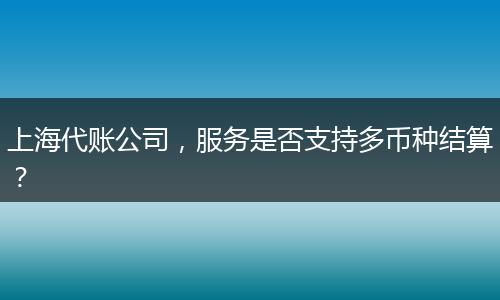 上海代賬公司，服務(wù)是否支持多幣種結(jié)算？