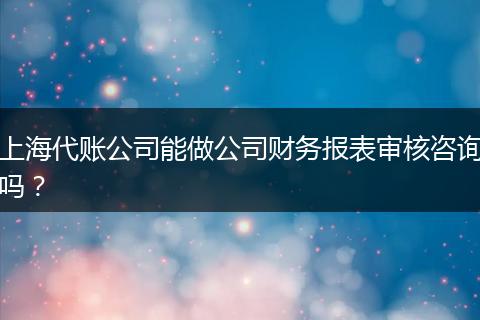 上海代賬公司能做公司財務報表審核咨詢嗎？