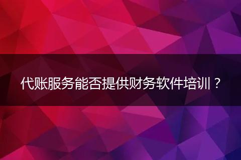 代賬服務能否提供財務軟件培訓？