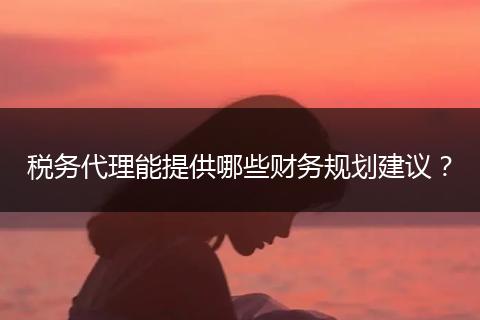 稅務(wù)代理能提供哪些財(cái)務(wù)規(guī)劃建議？