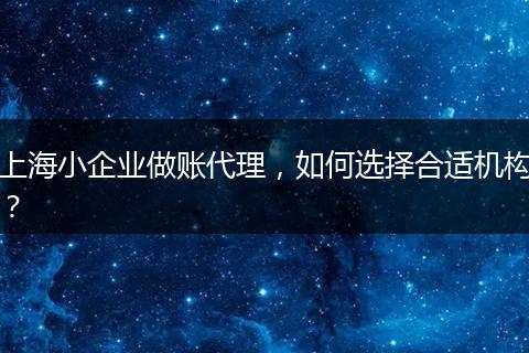 上海小企業(yè)做賬代理，如何選擇合適機(jī)構(gòu)？