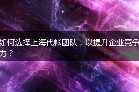 如何選擇上海代帳團(tuán)隊(duì)，以提升企業(yè)競(jìng)爭(zhēng)力？