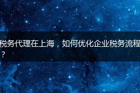 稅務(wù)代理在上海，如何優(yōu)化企業(yè)稅務(wù)流程？
