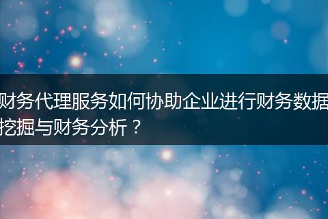 財務代理服務如何協(xié)助企業(yè)進行財務數(shù)據(jù)挖掘與財務分析？
