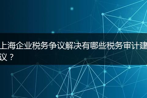 上海企業(yè)稅務(wù)爭議解決有哪些稅務(wù)審計(jì)建議？