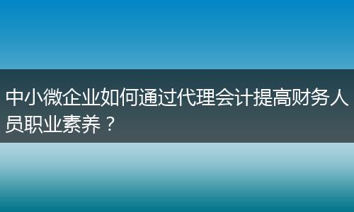中小微企業(yè)如何通過(guò)代理會(huì)計(jì)提高財(cái)務(wù)人員職業(yè)素養(yǎng)？
