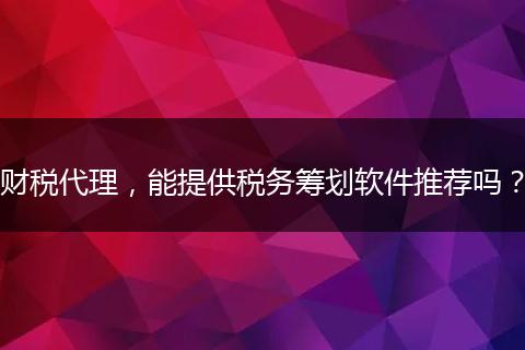 財(cái)稅代理，能提供稅務(wù)籌劃軟件推薦嗎？