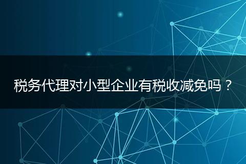 稅務(wù)代理對小型企業(yè)有稅收減免嗎？