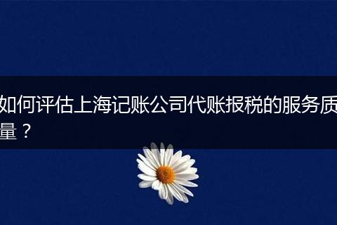 如何評估上海記賬公司代賬報(bào)稅的服務(wù)質(zhì)量？
