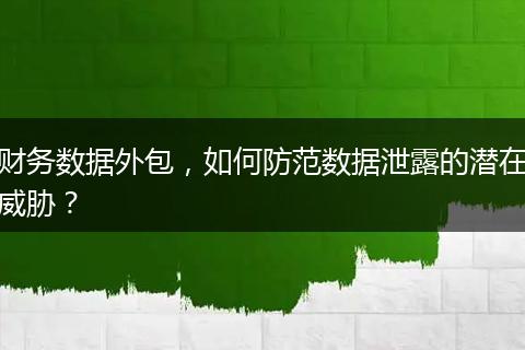 財(cái)務(wù)數(shù)據(jù)外包，如何防范數(shù)據(jù)泄露的潛在威脅？