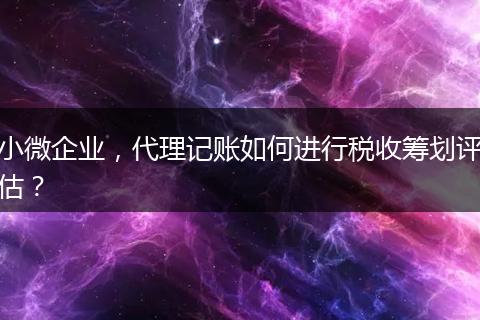 小微企業(yè)，代理記賬如何進(jìn)行稅收籌劃評估？